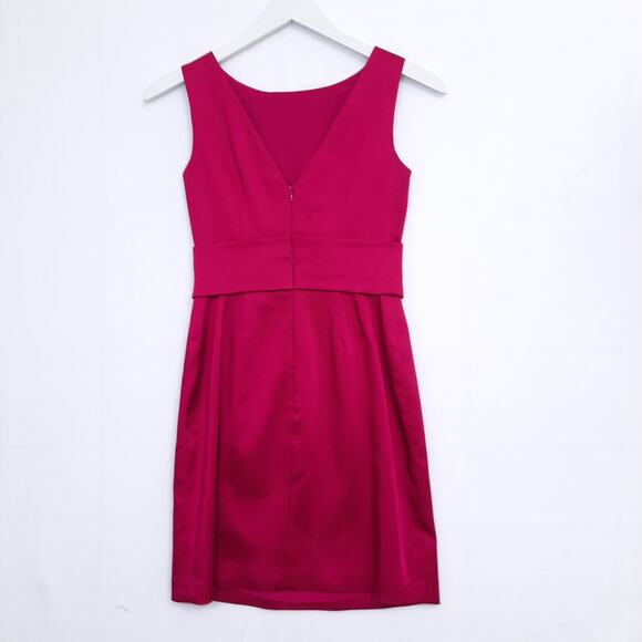 Kay Unger Hot Pink Cocktail Dress Sz 4 Satin Sleeveless Short Sheath Party Silk - Picture 6 of 12